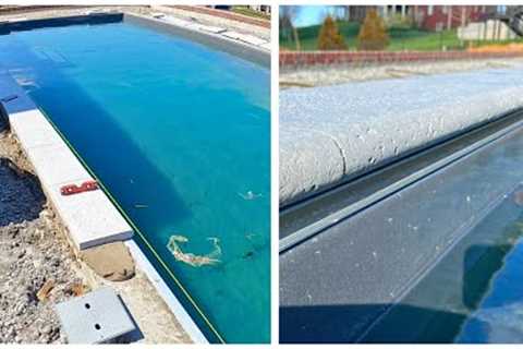 Pool Coping Install Travertine/Pavers tools layout &amp; complete install start to finish.