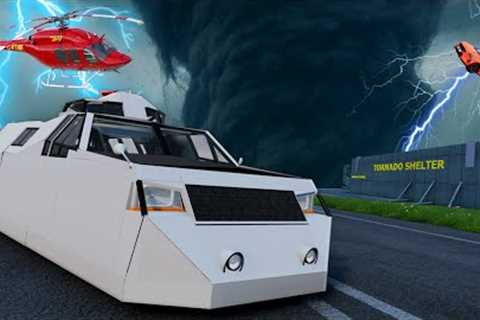 Hiding in a Shelter to Survive a MASSIVE Tornado in BeamNG Drive Mods!