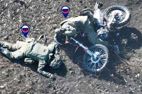 Terrifying: Russian Soldiers on Motorcycles Blown Up by Sudden Drone Strikes
