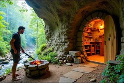 Building My Hidden Stone Sanctuary: An Off-Grid Cliffside Cabin Journey Full Video