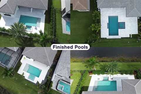Pool Landscape Projects: Showing Landscape Installation Stages During Pool Construction Process