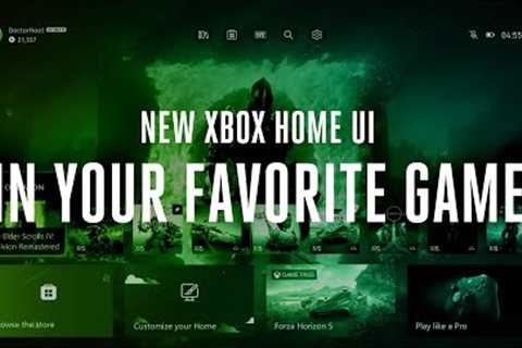 New Xbox Home UI with pinned apps and games
