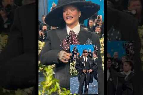 Umbrella joke on Rihanna, she said ”I brought the Kid”😍😍😍#rihanna #asaprocky #metgala #fashion