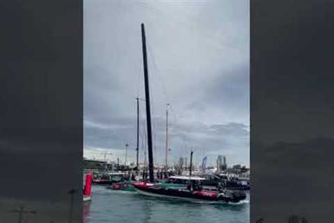 Barcelona's Port Vell was packed with America's Cup supporters lining the docks earlier today.