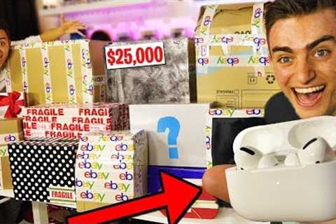 I SPENT $50,000 ON 11 EBAY MYSTERY BOXES!! (NEW AirPods PRO UNBOXING &amp; REVIEW) Giveaway! BOX..