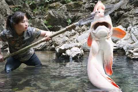 Stream fishing skills, building new shelters, surviving in the wild, wild survival alone