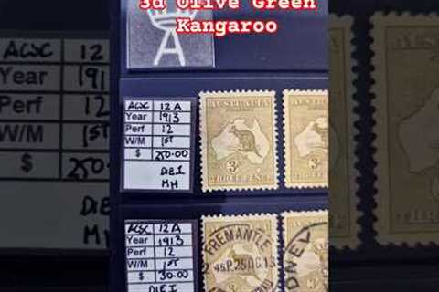 1913 1st Watermark 3d Olive Green Kangaroo Mint and Used -Rare from my Collection