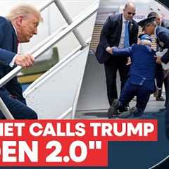 Trump Trips While Boarding Air Force One, Sparks Biden Comparison | Firstpost America | N18G