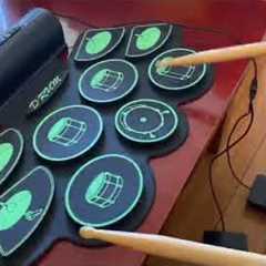 9 Pads Electronic Drum Set, Roll up Portable Drum Kit with Built in Dual Speaker, Great portable rep