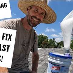 Painting roof with white reflective rubber acrylic elastomeric coating