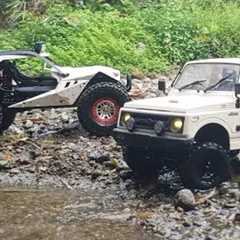 Battle OFF Road RC Cars WPL C74 Suzuki Jimny VS WLTOYS 12429 River Adventure