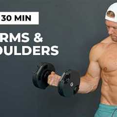 30 Min ARMS AND SHOULDERS Workout with DUMBBELLS at Home