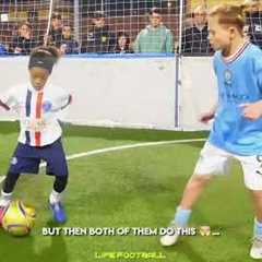 Mini Ronaldinho Plays Against Kid Haaland🥶☠️ #shorts #football #soccer