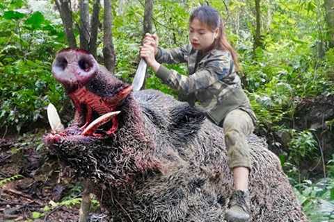 200 days of survival in the wild, skills to trap wild boars and tigers,linh tan Building