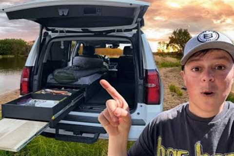 Overnight Camping, Fishing & Cooking In My SUV - Down By The River