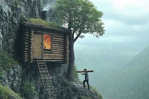 How I Built a Mountain Survival Shelter in 7 Days Out of Large Logs