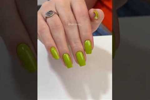 ASMR yellow and green manicure