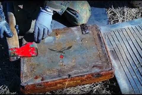 BOXES WITH GERMAN WEAPONS FOUND IN WWII DUGOUT / WW2 METAL DETECTING