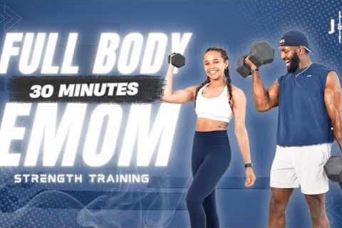 30 Minute Full Body Dumbbell EMOM Strength Workout (+Cool Down Abs)