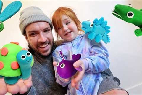 ANiMAL ZOO Transfer!!  Adley & Dad build a play doh pet neighborhood and pretend vet doctor..