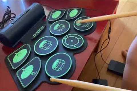 9 Pads Electronic Drum Set, Roll up Portable Drum Kit with Built in Dual Speaker, Great portable rep
