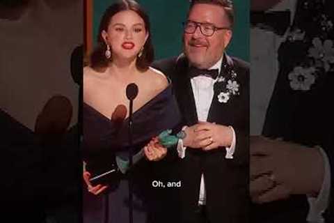 Selena Gomez in complete disbelief after 'Only Murders in the Building' won a #SAGAward