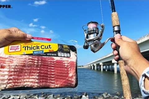 Fishing w/ Bacon to Catch Flounder Limit! (NO JOKE, ACTUALLY USEFUL!) Catch and Cook