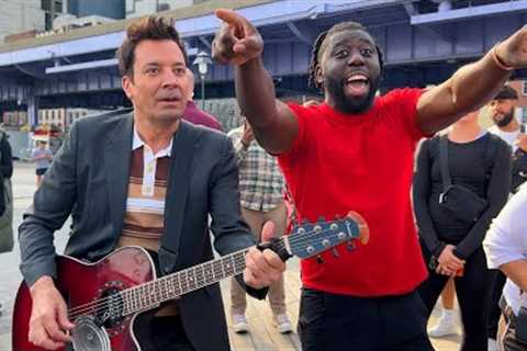 Jimmy Fallon Walks Off the Job to Play With Street Musician