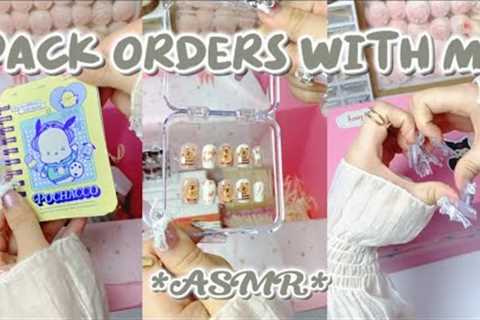 PACK ORDERS WITH ME ASMR 🫶🏻💗|| small business || nails art || nails asmr || asmr