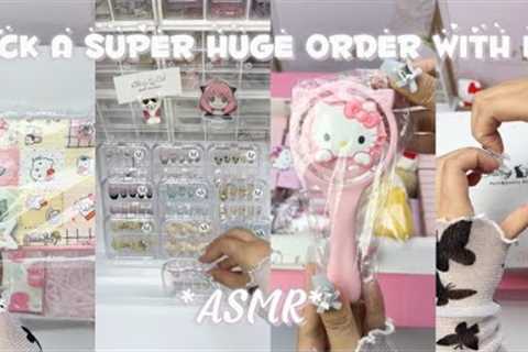 PACK A SUPER HUGE ORDER WITH ME ASMR 😻💗|| small business || nails art || nails asmr || asmr