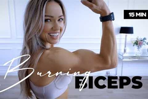 15 Minute BURNING Biceps Workout / Dumbbells - Caroline Girvan