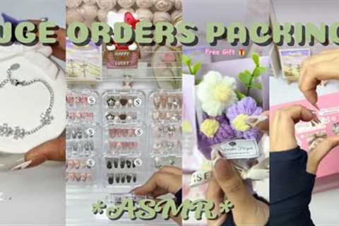 HUGE ORDER PACKING ASMR 💗😻|| small business || nails art || nails asmr || asmr