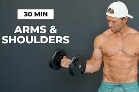 30 Min ARMS AND SHOULDERS Workout with DUMBBELLS at Home