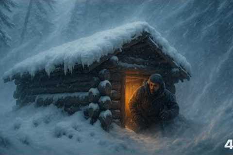 6 Days Survival in a Brutal Snowstorm: Primitive Skills Building a Shelter in the Deep Fore