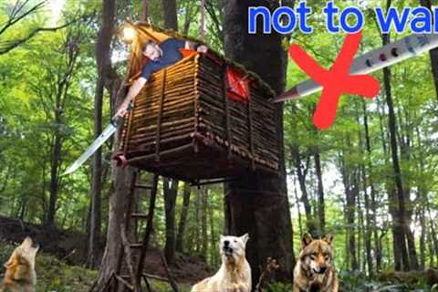 Building a mobile Tree Shelter ,the wolf's 🐺, TitanCraft, survival skills 👍