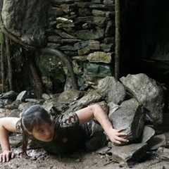 Stone house suddenly collapsed, caught stream frog, survived in the wild, survival alone