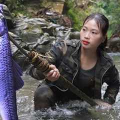 Catching stream fish, catching squirrels, survival skills, wild survival alone