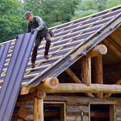 One Man Built a Metal Roof for His Log Cabin | Final Stage Complete