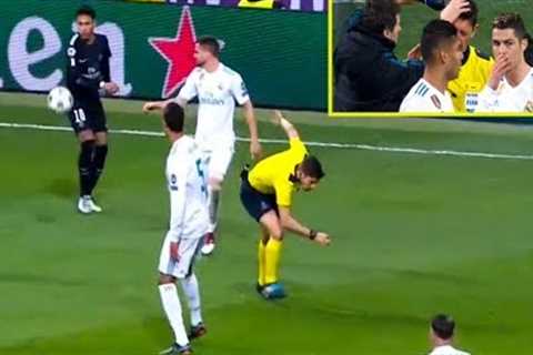 NEYMAR knockout the referee / REAL MADRID VS PARIS SAINT GERMAIN