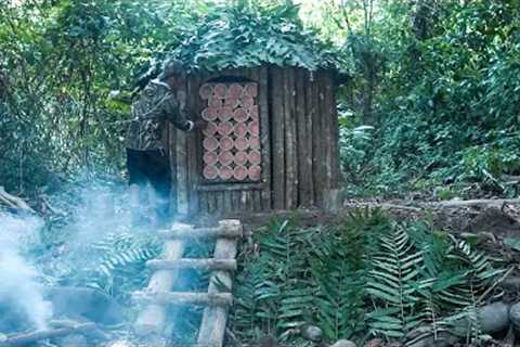 Building a Secret Bushcraft Shelter Near a River | Survival Skills