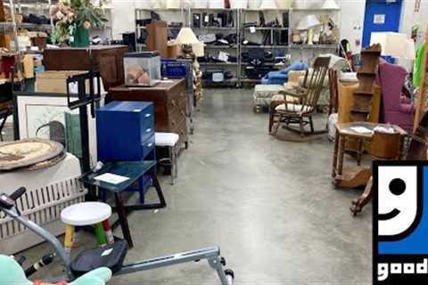 GOODWILL SHOP WITH ME FURNITURE ARMCHAIRS TABLES DESKS DECOR KITCHENWARE SHOPPING STORE WALK THROUGH