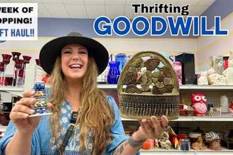 THRIFT WITH ME ALL WEEK! Goodwill Shopping + Thrift Stores + Vintage Pop-Up + Decorating
