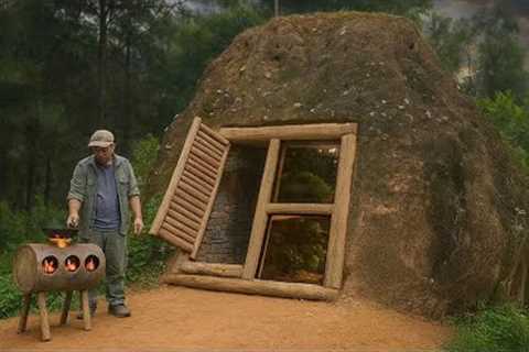 I Built a Hidden Cliff Shelter For Survival in The Rain Forest, Catch and Cook