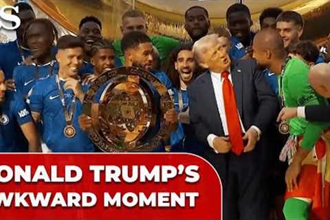 TRUMP'S AWKWARD MOMENT during CHELSEA'S CLUB WORLD CUP trophy celebration