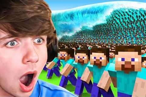 100 Players Survive Natural Disasters in Minecraft!