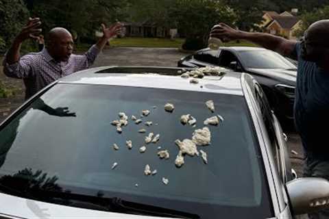 Larry pours mayonnaise all over the HOA President’s car while he’s inside of it