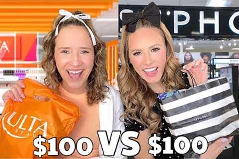 ULTA 🧡🤍 VS SEPHORA 🖤🤍 $100 SHOPPING CHALLENGE (WHICH IS BETTER?)