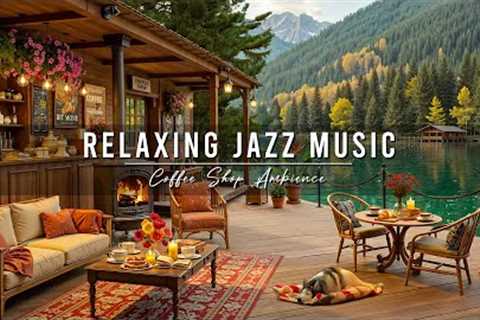 Smooth Jazz Music at Cozy Porch Ambience ☕ Relaxing Jazz Instrumental Music &amp; Crackling..