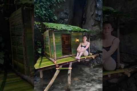 Solo Jungle Woman Builds Floating Bamboo House Above Water | Peaceful Nature Shelter #bushcraft