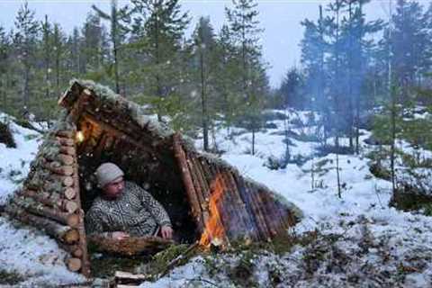 2 Nights in Cold Winter: Building a Survival Shelter [Bushcraft] full version